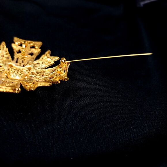 Kenneth Jay Lane 2.5" Gold Cross Brooch or Pendant 1990s - Picture 7 of 13